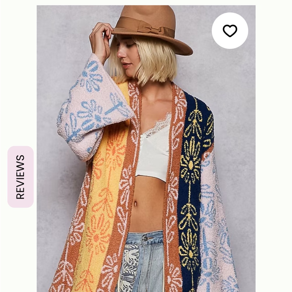 POL NEW Berber keep it cozy Colorful Floral Pattern cardigan